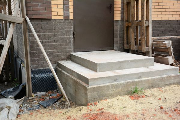 Cement Steps Construction in Red Oak